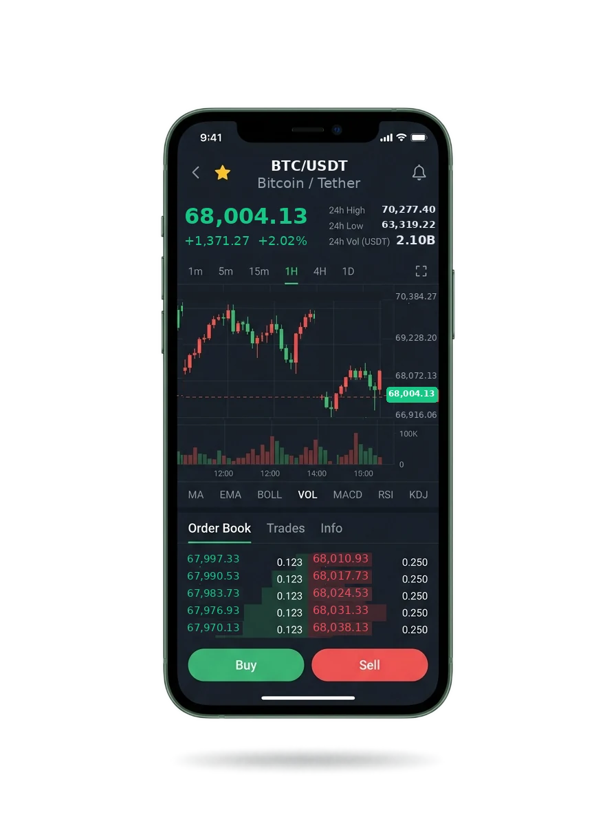 The same portfolio view on a phone screen